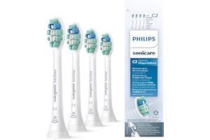 Philips Sonicare Lot de 4 têtes de brosses à dents électriques soniques C2 Optimal Plaque Defence, anciennement ProResults Plaque Control, Blanc (modèle HX9024/10)