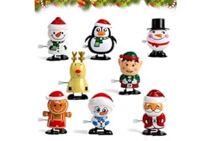 YskerrigToy Giocattoli a Carica Natale, 8PCS Giocattolo a Orologeria Natalizio Personaggi a Molla Riempimento Calze Natalizie Decorazioni per Feste Natalizie Natale Regalo per Bambini