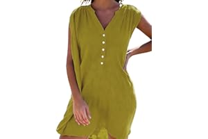 JFAN Camisolas Playa Mujer Verano Vestido de Playa Cuello V Camisa Sin Mangas Suelta de Bikini Cover Up Beachwear