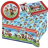 Vendido y Enviado por CAPRILO Lote de Cubiertos Infantiles\"Patrulla Canina\" (24 Vasos,24 Platos,40 Servilletas,2 Manteles (120 x 180 cm),1 Guirnalda (Feliz Cumpleaños) y 4 velas.Cumpleaños, Bodas, Bautizos, Comuniones. L22