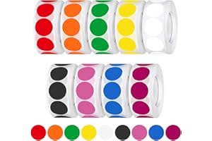 ROSYLEVE 4500 pezzi Bollini Adesivi Colorati, 25mm 9 colori Etichette Adesive Rotonde Colorate, Etichette Adesive Rotonde per Scuola Calendario Ufficio DIY