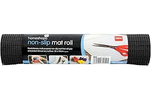 HOMESHOPA.COM HOMESHOPA Multipurpose Non Slip Mat, Black 150cm X 30cm Anti Slip Rug Gripper Roll Rubber Matting, Non-adhesive Grip Liner, Shelf Drawer Line, Waterproof Floor Mat for Home, Office, Car, Caravans