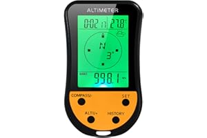 IRFORA Digital Altimeter,Electronic Digital Altimeter 8 in 1 Multifunction LCD Backlight Mini Altimeter Barometer Compass Thermometer Weather Forecast Clock Calendar for Outdoor Climbing Hiking Fishing