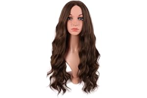 MapofBeauty 28 Zoll/70 cm Länge Wavy Synthetische Faser Lockige Haarfasern Ersatz Perücke für Partys Cosplay Täglich Perücke (Braun)