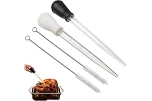 ARROMI 4 Pcs Turkey Baster, Baster for Cooking, Turkey Baster Large, Chicken Basting Cooking Pipette, Food Syringe, Cooking Turkey Injector Long Turkey Baster for Oiling (2 Syringe, 2 Brush)