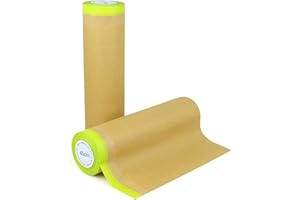 BOMEI PACK Papier de masquage Kraft 2R 15m pour la peinture automobile, la décoration de la maison, la protection des meubles,Ruban adhésif automobile, Accessoire de peinture (2 Rouleaux, 45cm*15m)