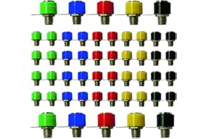 senvenelec Prise banane 50Pcs, bornier, borne de prise banane 4mm, mini adaptateur banane, prise de panneau banane-5 couleurs.