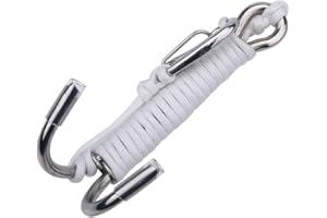DEWIN Drift Hook, Double Diving Hook Scuba Diving Dual Stainless Steel Reef Drift Hook with Line for Cave Dive (White)