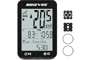 Bikevee GPS Fahrradcomputer Kabellos IPX7 Wasserdicht 2.4'' FSTN Display 28H Akku