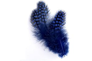 ATST Pack of 10 Quality Dip Dyed Spotty Rooster Feathers – 10 Vivid Colours – 2-5” Long (5-12cm) (Blue)
