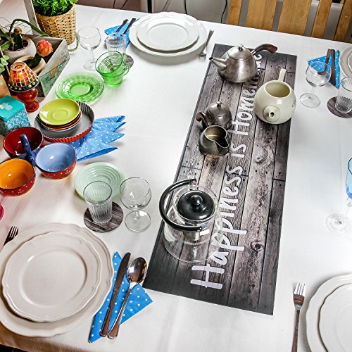 trivetrunner: Untersetzer und Tischläufer – Deko Küche Tisch Décor schützt Arbeitsplatten und Oberflächen vor heißen Teller, Töpfe und Geschirr, rutschsicher, Holz rustikales Design - 2