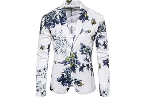 FSFA Blazer Homme Slim Fit élégants à Manche Longue Veste Impression DéContractée Veste De Costume d'affaires tempérament Un Bouton Revers Blazer