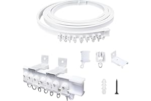 FOGAWA 5m Riel de cortina para pared, rieles para cortinas, riel cortina flexible plegable, sistemas de cortina riel para cortinas, rieles de cortina de ducha, separadores de ambientes, blanco