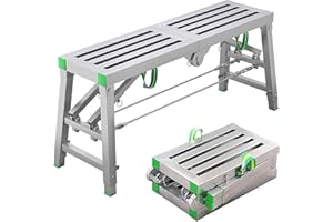 GENERIC Portable Multipurpose Folding Scaffolding Work Platform Scaffold Tower Ladder Stool Bench Adjustable Height,Carbon Steel Maximum Load 400 KG