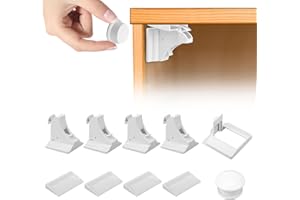 Samamoca Sécurité Enfant Tiroir Verrous Magnétique Cabinet De Sécurité (4 Serrures + 1 Clés),Serrure Magnétique Invisible Pour Sécurité Enfant,Sécurité Enfant Tiroir Armoires Verrous