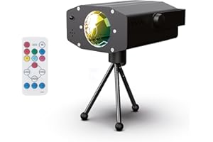R-MUSIC – DISCO SPOT – Spot LED RGB avec Trépied + Télécommande – Projection 180° - Lumière de scène animée au rythme de la musique – Effet de lumière LED RGB – Trepied – Pour Fête, DJ, Bar, Club