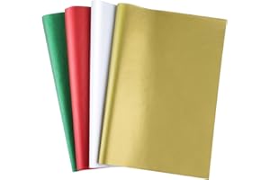 MIAHART 60 feuilles de papier de soie de Noël en vrac 50 * 35 cm rouge vert blanc et or papier d'emballage de noël pour bricolage et artisanat sacs-cadeaux emballage décorations