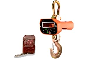 HDWR wagPRO-H5000 Balance Industrielle à Crochet, Capacité Max. 5000 kg, Précision +/- 200 g, Télécommande sans Fil, Tare, Conversion d'Unités (kg/lb), Affichage LED Rouge Lisible, Batterie 5000 mAh