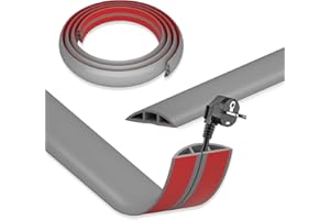 DIKARIYA Pasacables Suelo, 1M Canaleta Pasacables para Suelo, Protector de Cables para Suelo, Cubiertas de Suelo para Cables Autoadhesiva Montaje para Todos los Hogar, Oficina, Escuela, Almacén