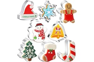 ZEIHOO Moldes Galletas Navidad, Lot de 8 Emporte Pièces Noël en Acier Inoxydable Moule à Biscuits Cookies Sablés Patisserie Decoupoir en Forme Père Noël, Licorne, Flocon de neige, Arbre de Noël