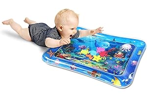 JUNBAOYYDS Tappetino gonfiabile ad acqua per bambini, Tappetino per l'acqua del Bambini, Bambini Tappetino da Gioco Gonfiabile, perfetto giocattolo sensoriale per neonati (Balena blu)