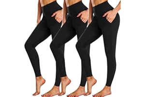 Diu Life 3 Pack Gym Leggings High Waisted for Women-Soft Athletic Tummy Control Pants for Running Yoga Workout Reg & Plus Size.