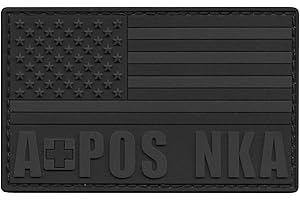 2AFTER1 Blackout USA America Flag APOS A+ A POS Blood Type NKA Subdued No Known Drug Allergies Tactical PVC Rubber Patch