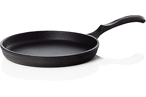 BBQ Nerd© Padella in ghisa per crêpes, Ø 19 cm, per pancake, crepes uovo fritto, padella antiaderente con eccellente conduzione del calore, padella per barbecue, focolare e fornello, incl. induzione