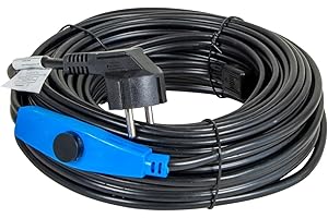 horizont Câble chauffant antigel avec thermostat de 1 à 48 m, idéal pour conduite d'eau ou plantes, chauffage d'accompagnement étanche, radiateur électrique, câble chauffant pour palmiers, 14 m
