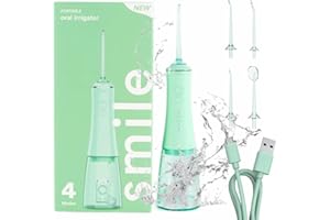 Smilekit® Water Flosser | Electric Flosser | Portable Irrigator | Rechargable Irrigator | Dentist Approved | 60 Day Battery | USB-C Charging | 4 Modes | 3 Colour Choices (Green, One Size)