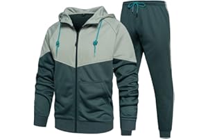 AOTORR Mens Tracksuit Set Full Zip Hooded Jacket Jogging Tops Bottoms Sweatshirt Suit with Pockets