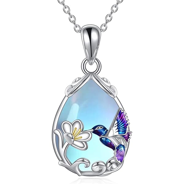 YFN Collar De Colibrí Para Mujer, Plata De Ley S925, Azul
