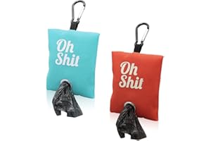 FATIYA Distributeur de Sacs à Déjections Canines de 2 Couleurs, Support Portable pour Laisse, Avec Clip en Métal pour la Marche, la Course à Pied Ou l'Accessoire Extérieur (Orange, Bleu Clair)