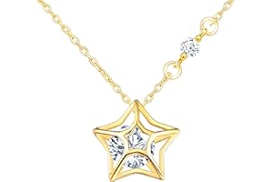 Yumilok Collier Pendentif Étoile en Argent 925 pour Femmes Filles Collier Court Serti de Zircon Design Unique Collier Elégant de Mariage
