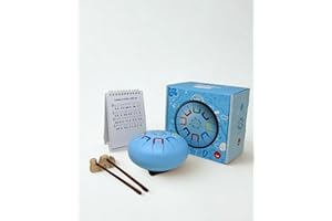 JUEGACONMIGO BABY TAMBU Stalowy bęben językowy 6 cali (15 cm) bęben metalowy 8 notatek bęben metalowy instrument perkusyjny (niebieski - Sky Kite)