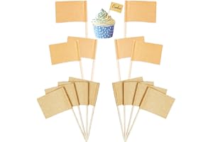 SZCXDKJ Vuoto Stuzzicadenti Bandiere di Kraft Carta Bandiera Cocktail Cupcake Stuzzicadenti Frutta Bastoncini per Cupcake Topper Festa Torta Forniture Alimentari (200)
