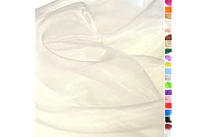 TOLKO 1m Organza Stoffe zum Nähen Meterware | Hauch Zart, Fein, Durchsichtig | zum Dekorieren Basteln 145cm breit | leichter Glanz Stoff für Gardine Vorhänge Tischdecken Deko Schals (Creme)