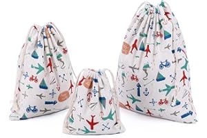Amoyie 3 pcs Drawstring Storage Bags Set for Kid Stuff Travel Home Accessorie, Transportation