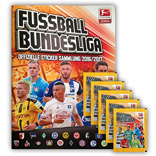 Preisvergleich Produktbild Topps - Bundesliga 2016 2017 Sammelalbum + 5 Booster Packungen Sammelsticker - Deutsche Ausgabe