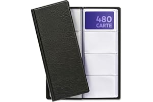 Praknu Porta Biglietti da Visita con 480 Fogli transparente - Libro Porta Carte - Raccoglitore Biglietti da Visita Salvaspazio Nero per Ufficio