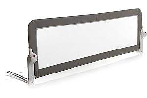 ebebek baby plus Extra Wide Toddler Bed Rail | Safety Bed Guard Foldable & Portable Bed Fence 150cm x 50cm Bed Guard for Kids | Bed Barrier for Children | Infant Bed Guard for Safety (White/Grey)
