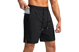 Comilaka Męskie spodnie sportowe, 7", krótkie spodenki do biegania, do biegania, lekkie, szybkoschnące, z zamkiem błyskawicznym