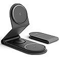 GOWATT Wireless Charger 15W 3 in 1 Charging Station Apple Foldable Travel Charging Station Mag-Safe Compatible with iPhone 16 15 14 13 12 Series Airpods/Apple Watch