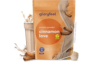 GLORYFEEL Proteine in Polvere Vegane 1 kg, 22g Proteine, Aumento Crescita Muscolare*, Gusto Cannella, Proteine Vegetali Isolate in Polvere di Pisello, Fagiolo e Girasole, Senza Glutine, Zucchero, Lattosio
