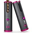 Fezax Wireless Auto Hair Curler with Adjustable Temperature and Timer, Automatic Cordless Curling Iron with LCD Display, Portable Rechargeable Rotating Fast Heating Hair Wand for style
