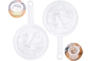 CICIING 2 Pieces Mesh Strainer, 100/400 Mesh Kitchen Sieve Plastic Household Sieve Fine with Handle Hook, Food Filter for Soy Milk Juice Coffee