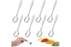 Zorvixal 8 Pièces Petites Cuillères en Acier Inoxydable, 9x2cm, Mini Cuillères à Dessert, Café, Condiments, pour Épices, Sel, Sucre