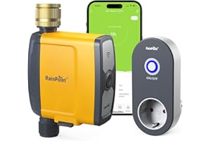 ‎RAINPOINT RAINPOINT Bewässerungscomputer WLAN 2,4 GHz mit Messingeinlass, Automatische Garten Bewässerungsuhr mit App/Sprachsteuerung, Wetter-/Bodenfeuchtigkeitsbasierte Bewässerung, für Gewächshaus Garten