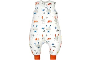 WYTBABY Baby Sleeping Bag 1.0 Tog With Legs, 100% Cotton Sleeveless Baby Sleep Sack Toddler Wearable Blanket For Boys and Girls, 80cm/3-4 Years