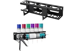 NOAYA Silicone Tube Storage Holder - Wall Mounted Caulking Tube and Caulking Gun Storage Rack, Silicone Holder Storage Van Holds 6 Tubes and Caulking Nozzle, Workshop Garage Organiser 25